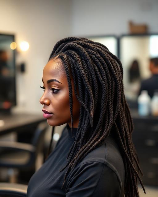 Stylist working on client